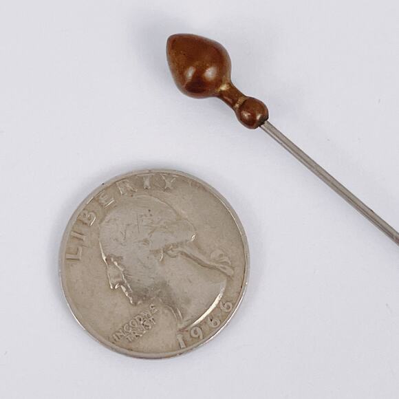 Antique Brass Tone Metal Hair Bodkin Hatpin Hairpin 1900s–1910s Steel 6" Vintage - Picture 7 of 12